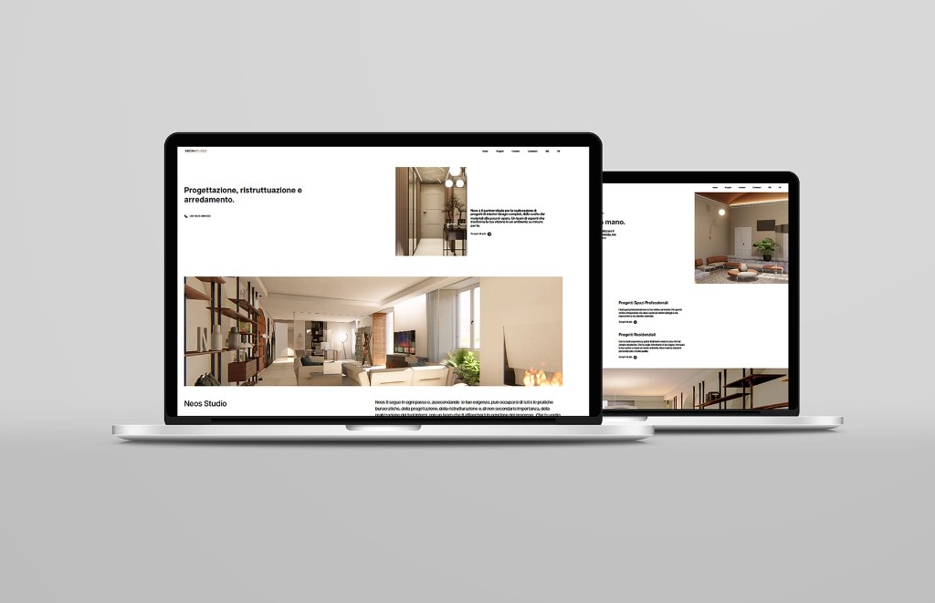 Mockup sito Neos Studio su laptop